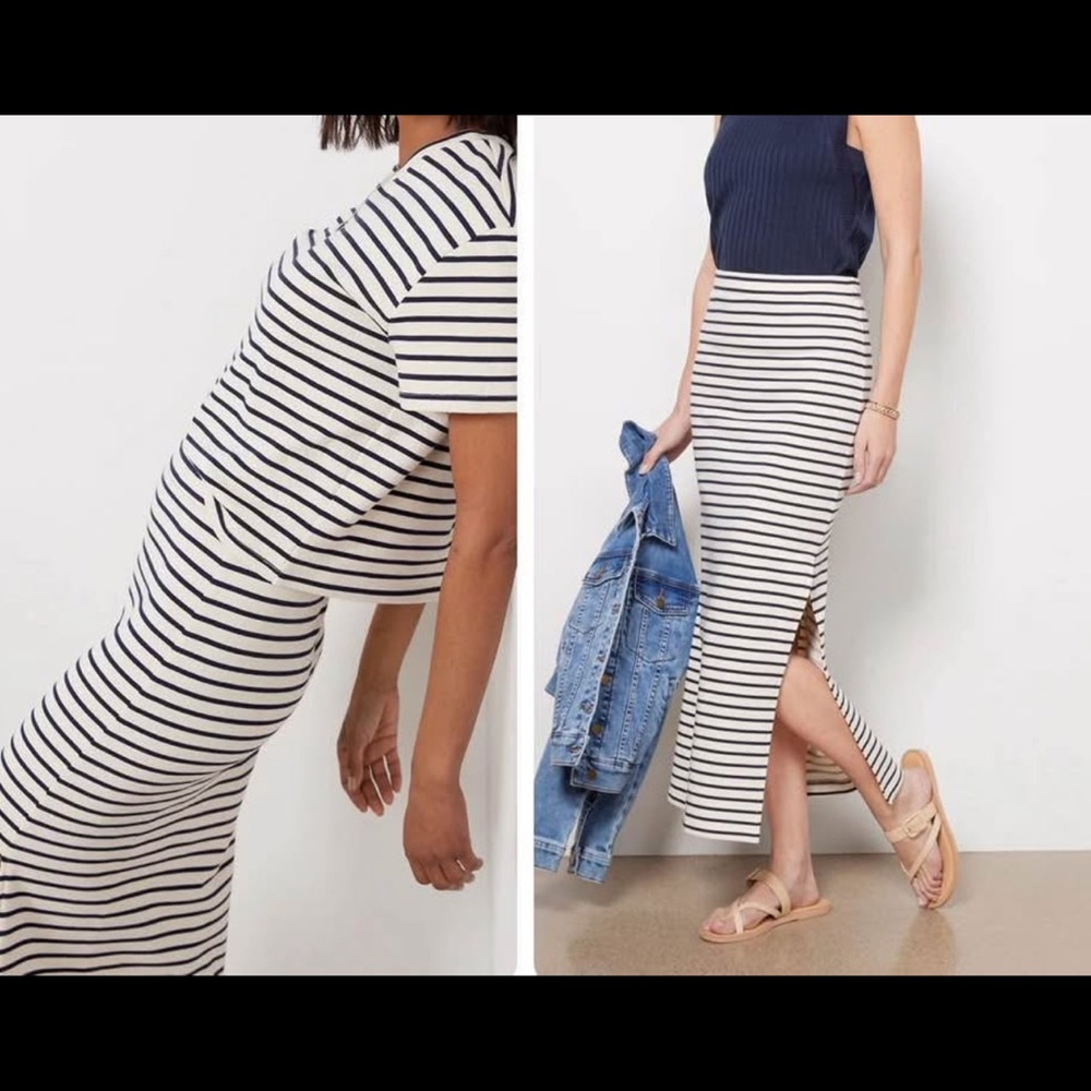 Splendid Medium ECRU & Navy Stripped Maxi Skirt